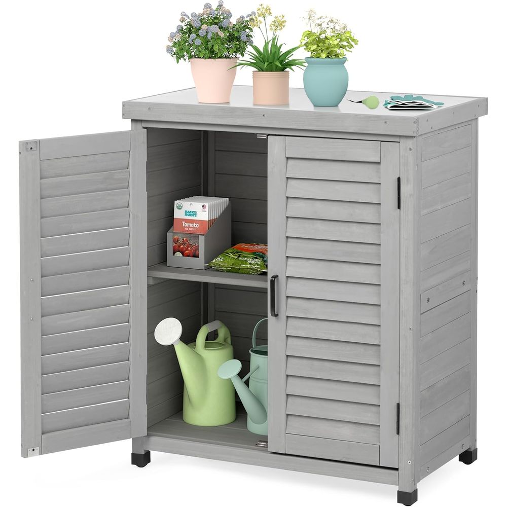Outdoor Furniture With Storage - Opbergkast voor buiten & plantenbanktafel Metalen