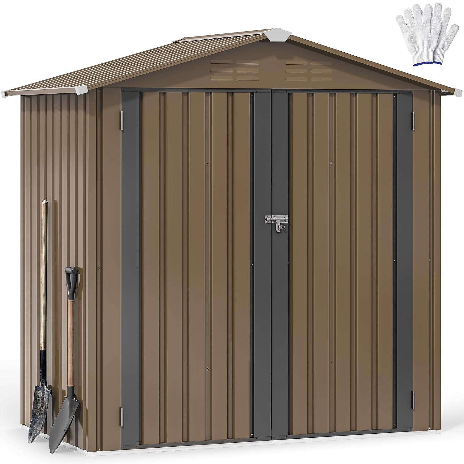 Outdoor Furniture With Storage - 6x4ft Metalen Buitenberging, Waterdichte Gereedschapsschuur, Robuuste
