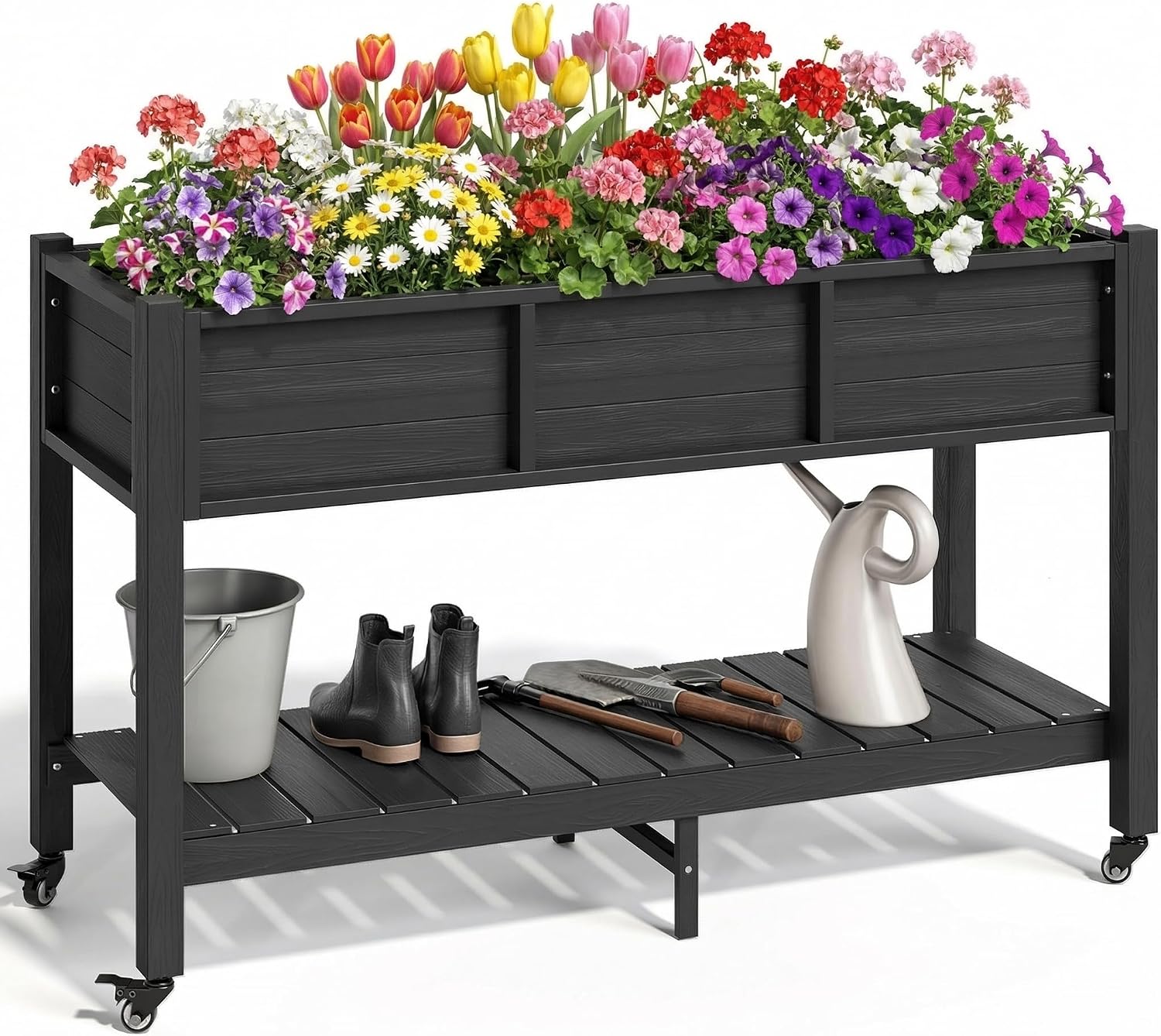 Garden Storage Box - Verhoogd plantenbed met wielen, HDPE staande