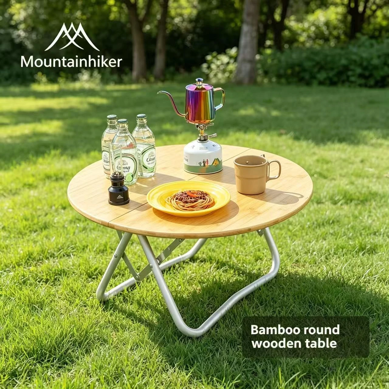 Outdoor Furniture Small - MOUNTAINHIKER Draagbare campingtafel, rond, opklapbaar, verstelbaar,