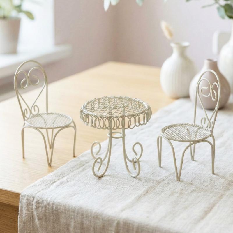 Outdoor Furniture Table - 1/3 stuks poppenhuis tuin display ornament