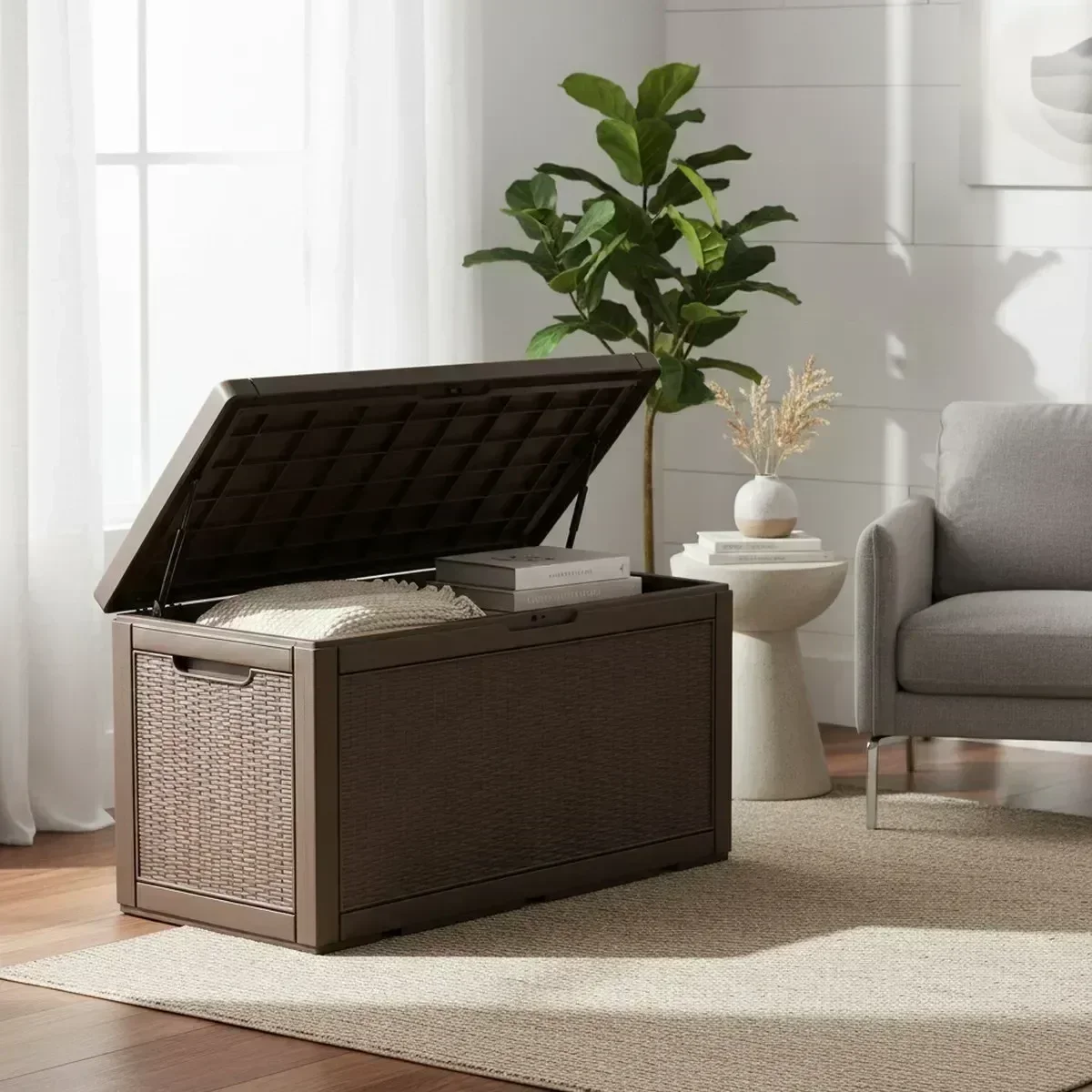 Outdoor Furniture With Storage - Grote buitenbergingbank, waterdicht, grijs, tuinmeubilair, houder