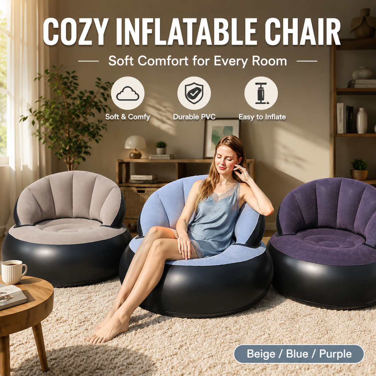 Outdoor Furniture Small - Opblaasbare stoel voor volwassenen, comfortabele lounge