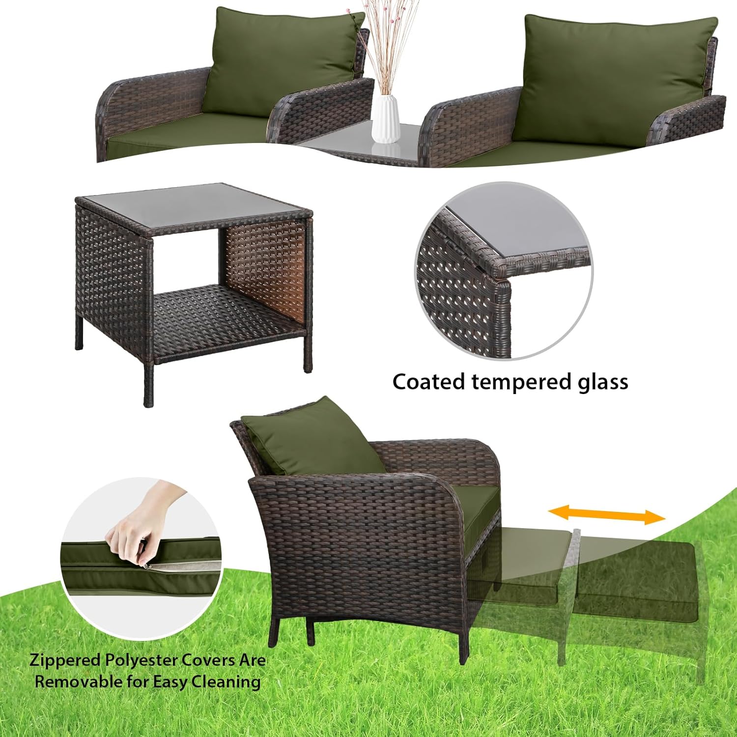 5-delige PE-rattan tuinset, lo - Outdoor Furniture Green recensie en prijs
