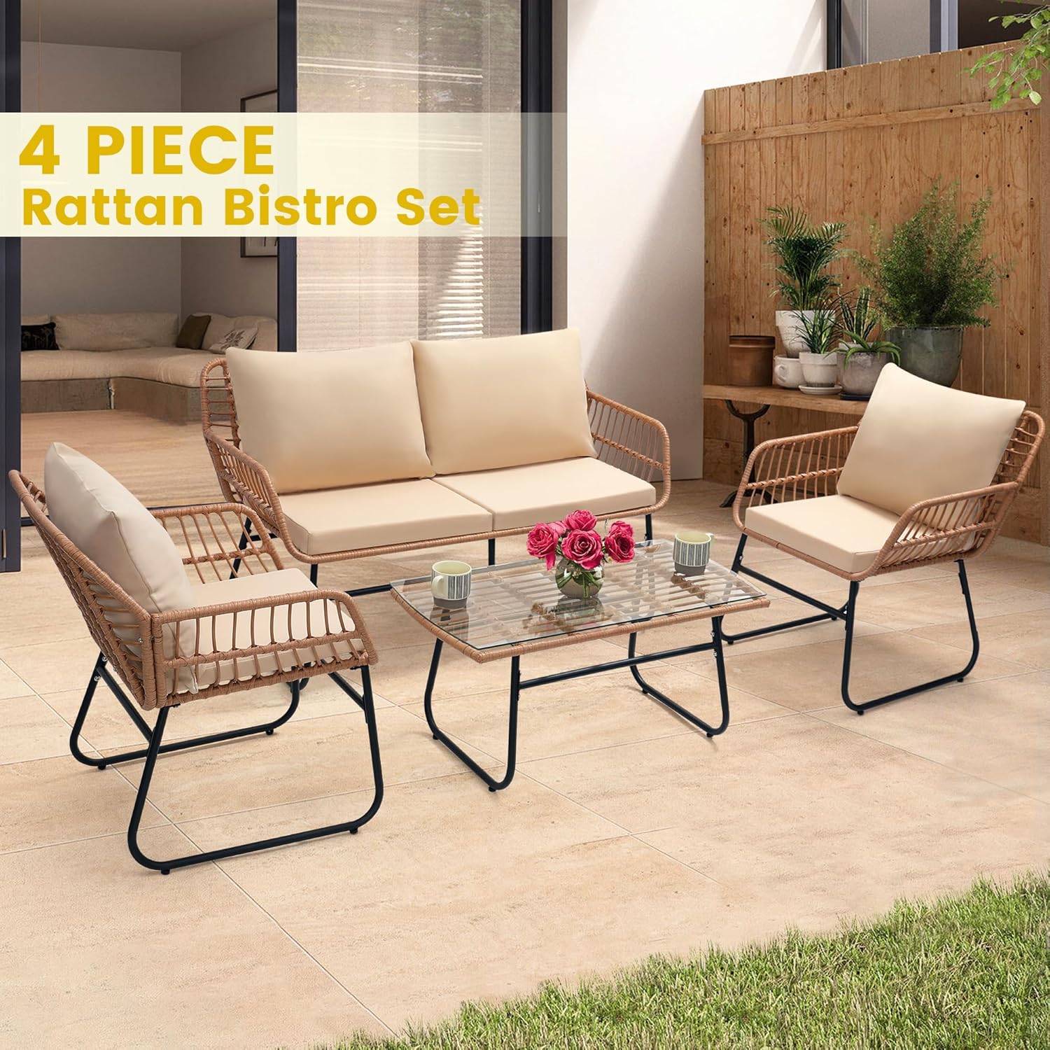 4-delige patio bistro tuinmeub - Outdoor Furniture Bali recensie en prijs