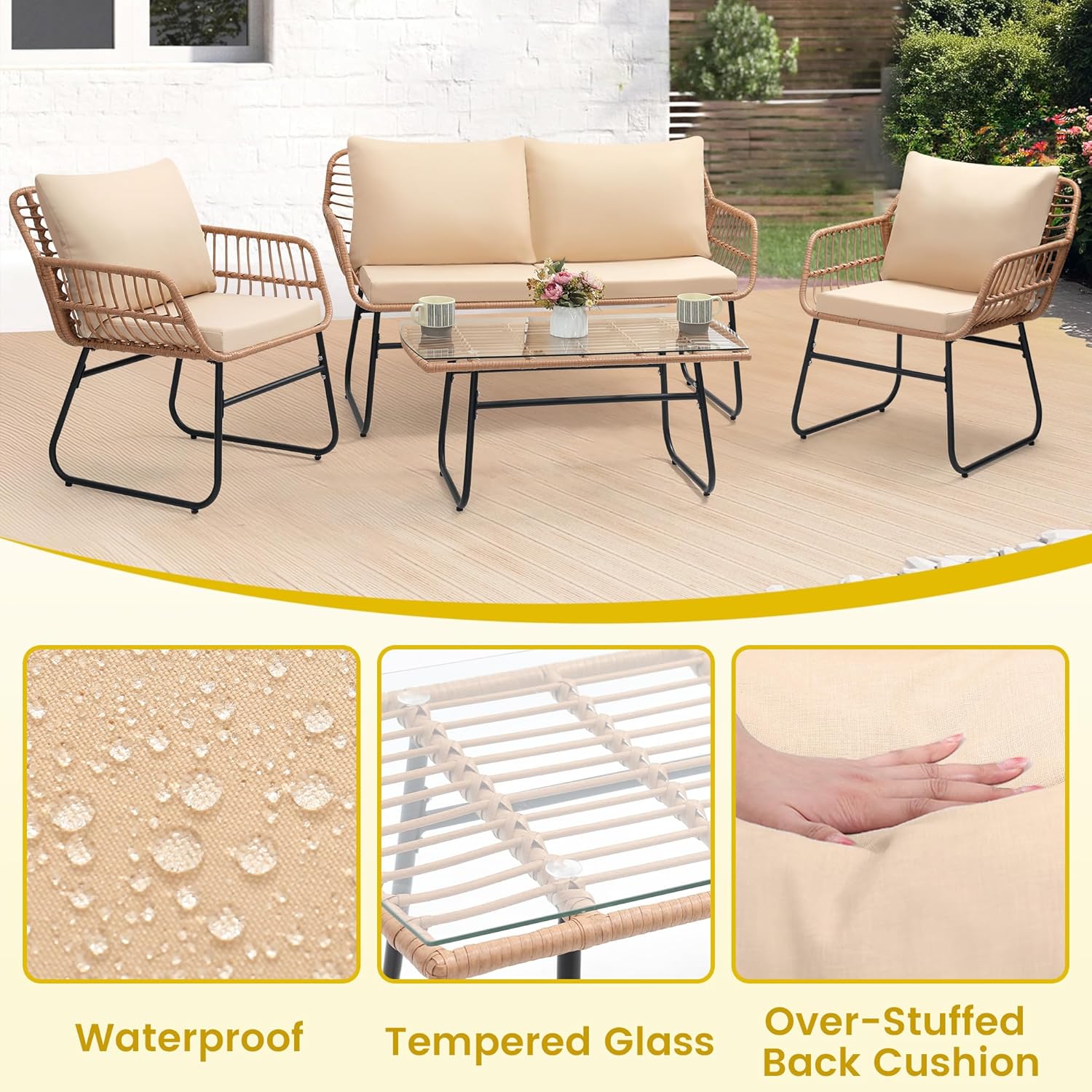 4-delige patio bistro tuinmeub - Outdoor Furniture Bali recensie en prijs