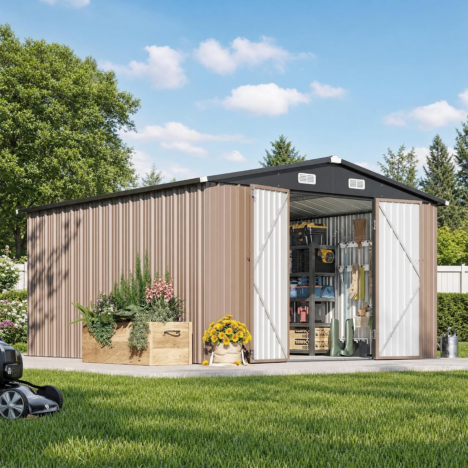 12 x 10FT buitenberging met gr - Outdoor Furniture With Storage recensie en prijs